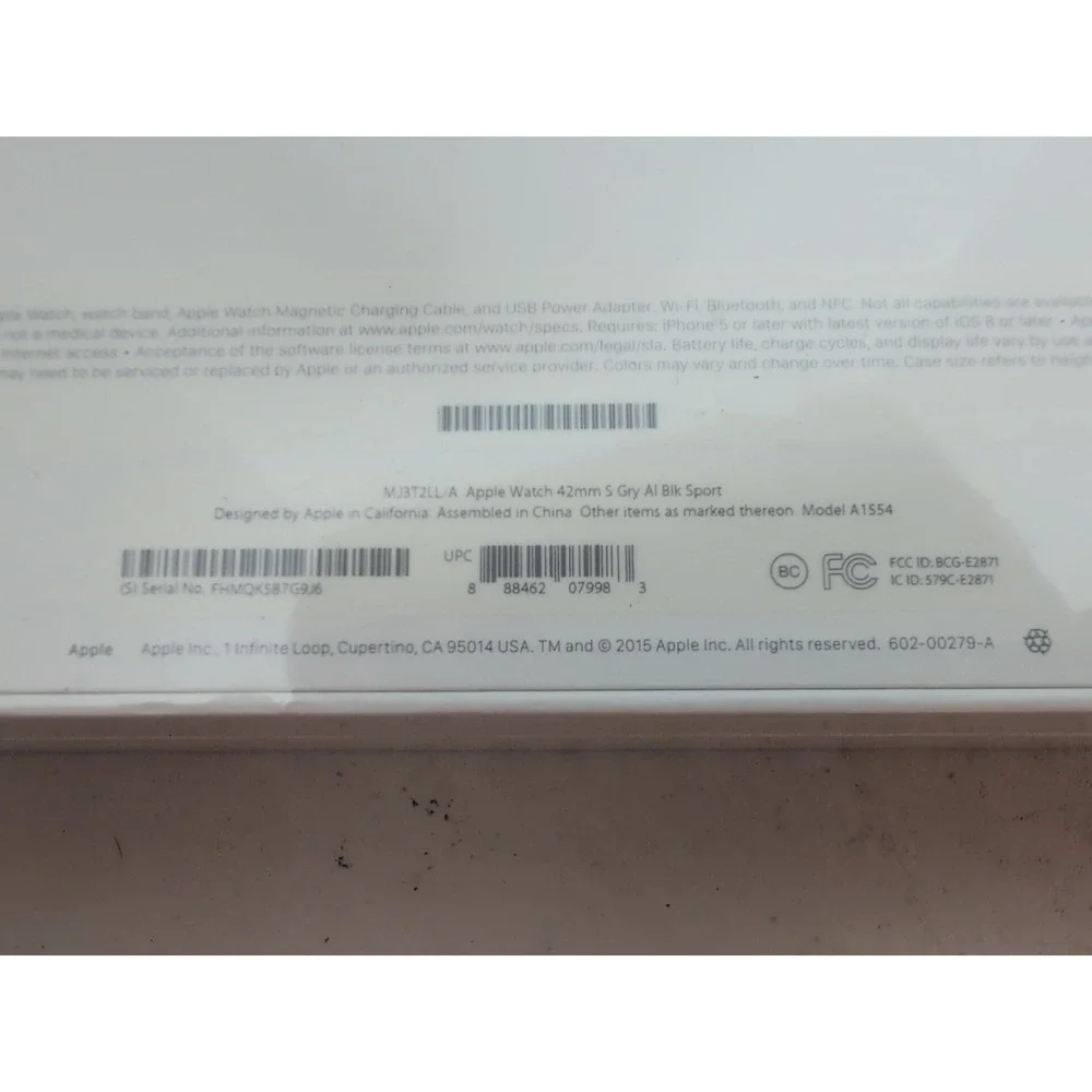 Apple Watch 42mm 7000 Series Grey Aluminum Case Sport Model A1554 New Sealed
